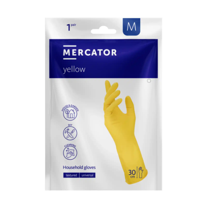RĘKAWICE GOSPODARCZE LATEKSOWE BEZPUDROWE YELLOW M