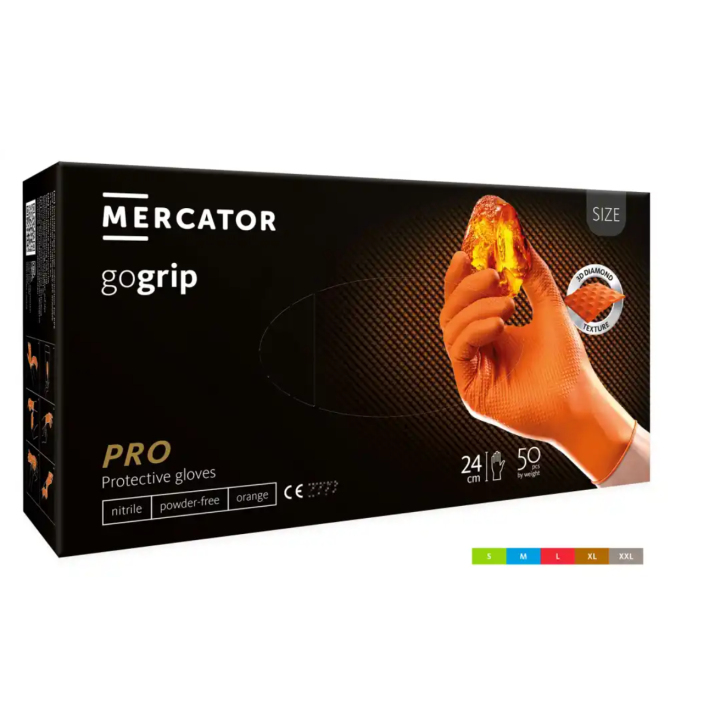Mercator gogrip orange mocne grube rękawiczki nitrylowe l 50