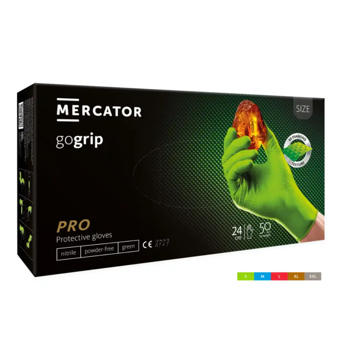 Mercator gogrip green mocne grube rękawiczki nitrylowe m zielone