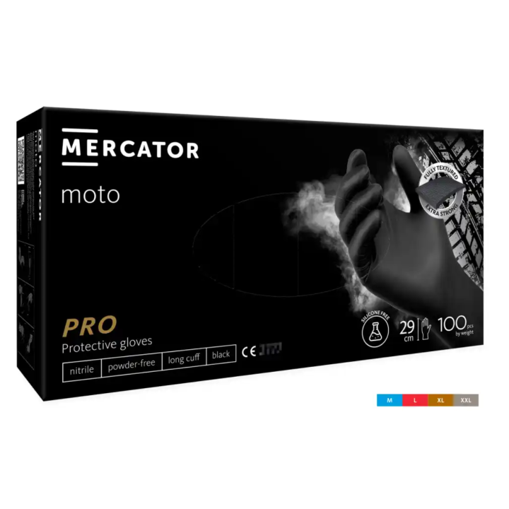 Mercator moto black 100 szt.. rozmiar l rękawice nitrylowe
