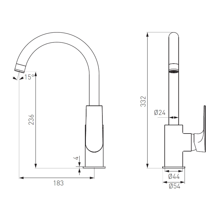 ALGEO SQUARE BATERIA ZLEWOZMYWAKOWA STOJĄCA, CHROM