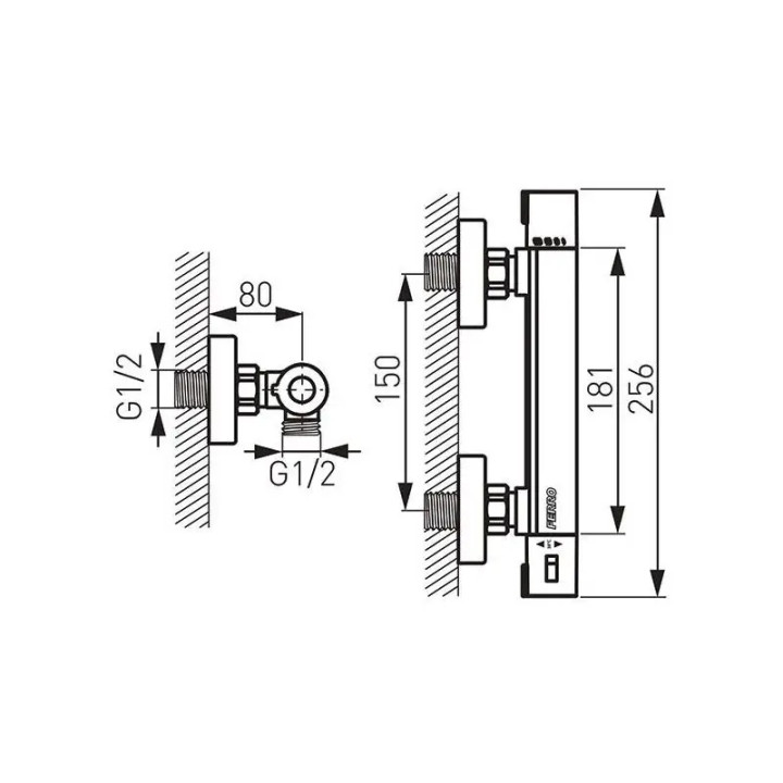 TRINITY BATERIA TERMOSTATYCZNA NATRYSKOWA SAFE TOUCH, CHROM