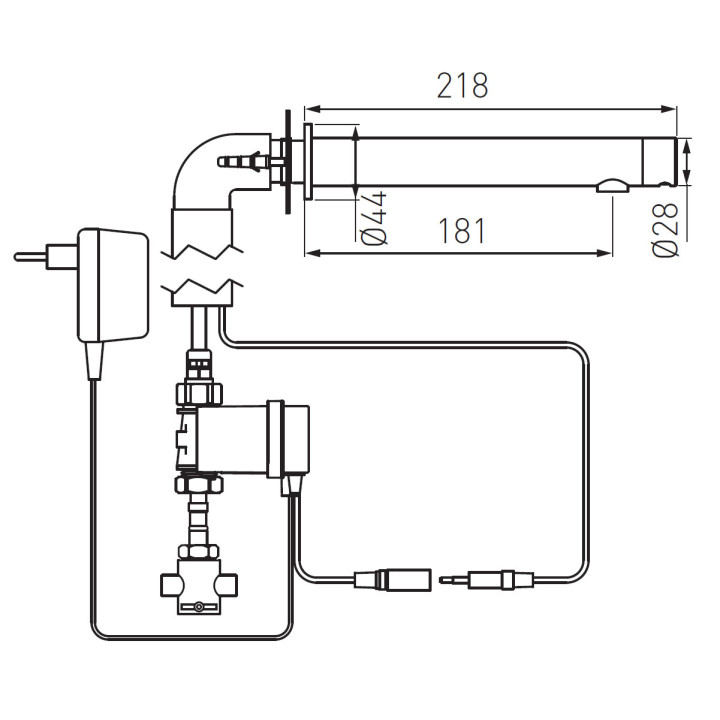 BORA SENSOR POWER-SAFE PRE-MIXED BATERIA BEZDOTYKOWA ŚCIENNA, CHROM