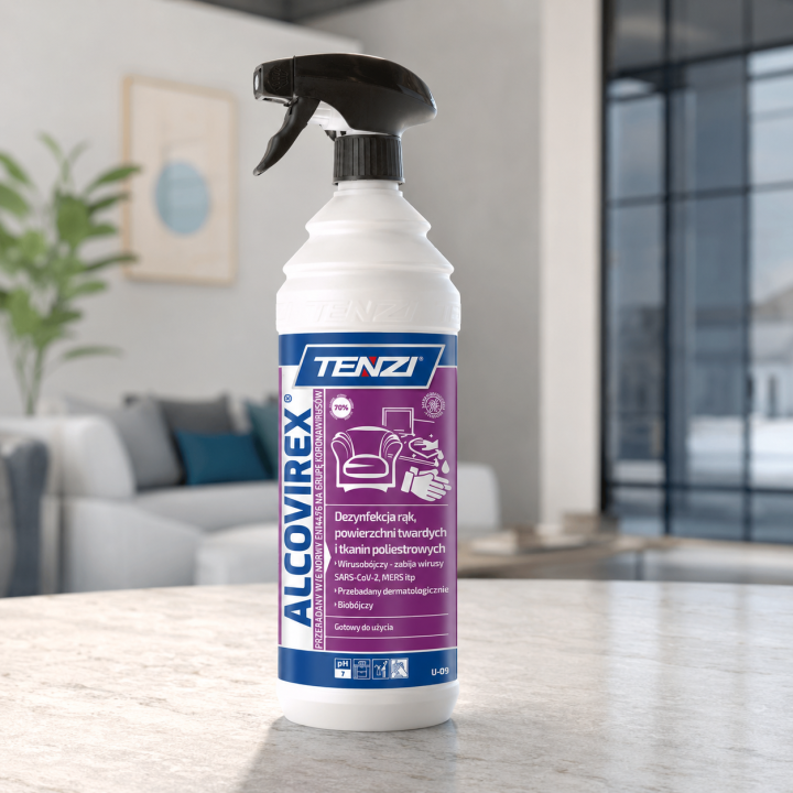 Alcovirex 1L płyn do dezynfekcji RĄK i powierzchni O działaniu