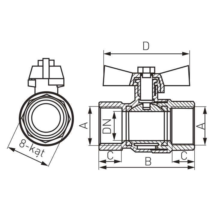 Filtr skośny siatkowy, nakrętno-nakrętny, DN32, G1 1/4 – Ferro