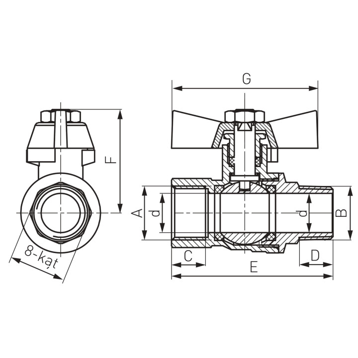 Filtr skośny siatkowy, nakrętno-nakrętny, DN40, G1 1/2 – Ferro