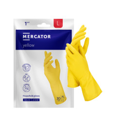 Rękawice gospodarcze lateksowe bezpudrowe yellow l – Mercator