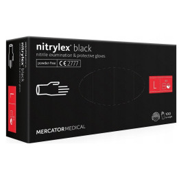 Rękawice nitrylowe czarne mercator nitrylex rozmiar l 100 szt..