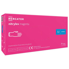 Rękawice nitrylowe różowe mercator nitrylex magenta rozmiar m 100