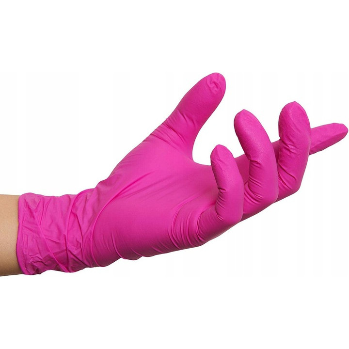 RĘKAWICE NITRYLOWE RÓŻOWE MERCATOR NITRYLEX MAGENTA ROZMIAR L 100 SZT.