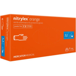 Rękawice nitrylowe pomarańczowe mercator nitrylex rozmiar m 100 szt..