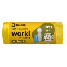 WORKI ŻÓŁTE 120 L DO SEGREGACJI PLASTIK METAL LDPE 10 SZT RECYKLING