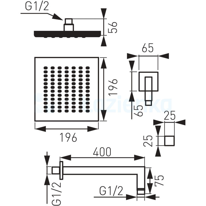 Deszczownica kwadratowa NPT04 Ferro quadro