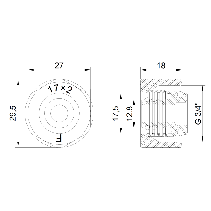 Złączka zaciskowa do RUR WIELOWARSTW.17X2MM 3/4" KPL (2 szt.)