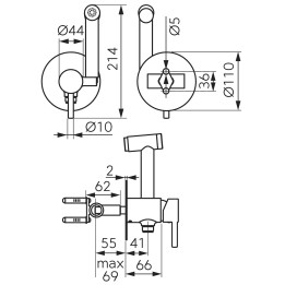 CIRICULUS BATERIA BIDETOWA PODTYNKOWA, GUN METAL