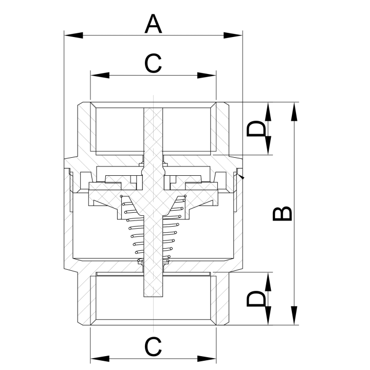 Zawór zwrotny z elementem zamykającym z tworzywa, 1/2"