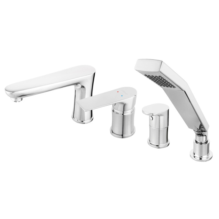 Algeo square bateria wannowa 4-OTWOROWA z zestawem natryskowym