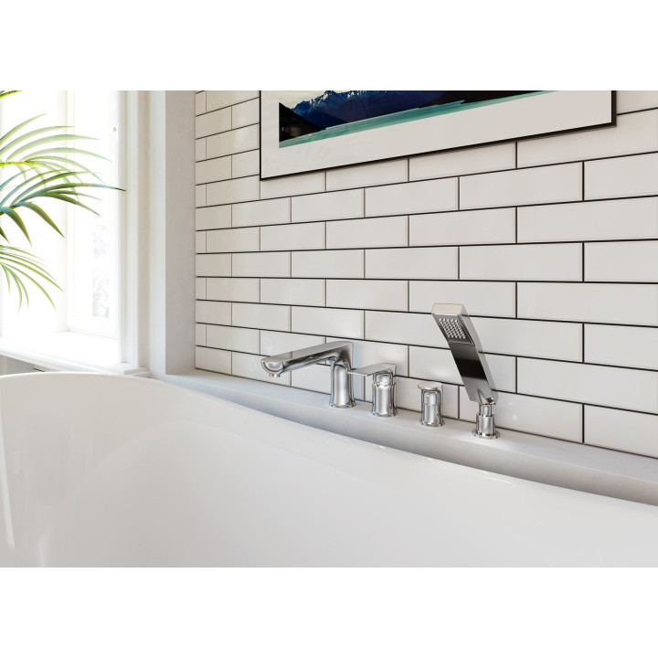 Algeo square bateria wannowa 4-OTWOROWA z zestawem natryskowym