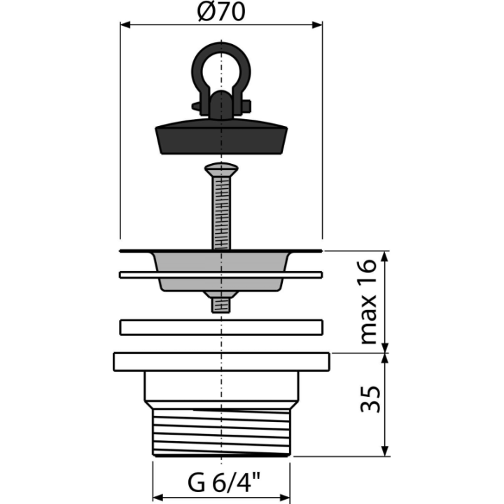 Spust zlewozmywaka 6/4", sitko nierdzewne DN 70 – Alcadrain