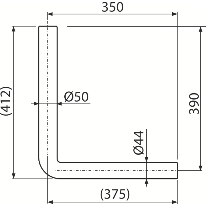 Komplet rur do górnopłuka - kolano DN44/50 – Alcadrain