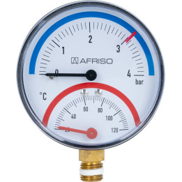 Termomanometr TM 80, fi80 mm, 0÷4 bar, 20÷120°C, G1/4", rad, kl. 2,5