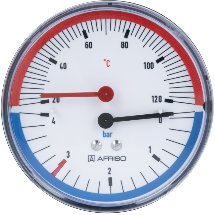 Termomanometr TM 80, fi80 mm, 0÷4 bar, 20÷120°C, G1/4", ax, kl.