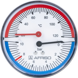 Termomanometr TM 80, fi80 mm, 0÷10 bar, 20÷120°C, G1/4", ax, kl.