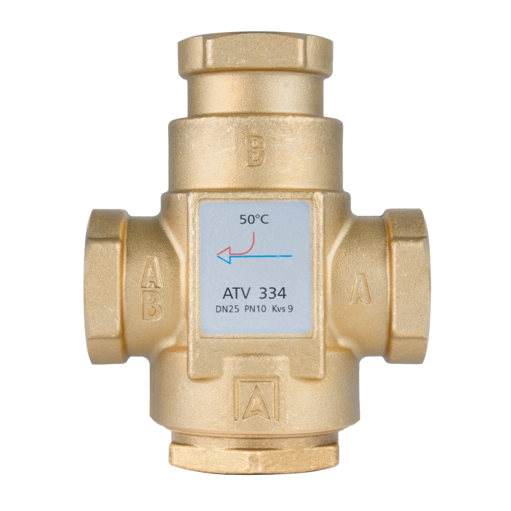 Zawór temperaturowy ATV 334, DN25, Rp1", kvs 9, 50°C