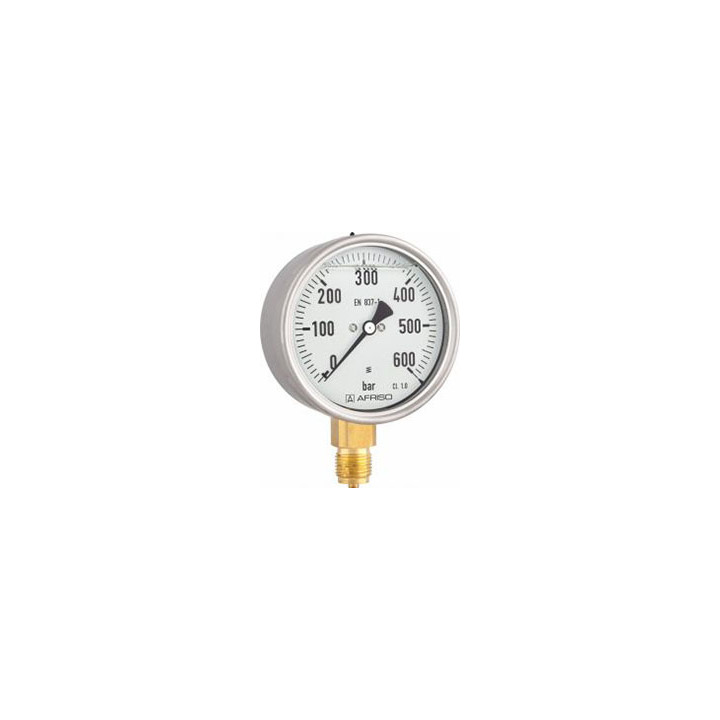 Manometr glicerynowy RF 160 Gly, D801, fi160 mm, 0÷160 bar, G1/2", rad, kl. 1,0
