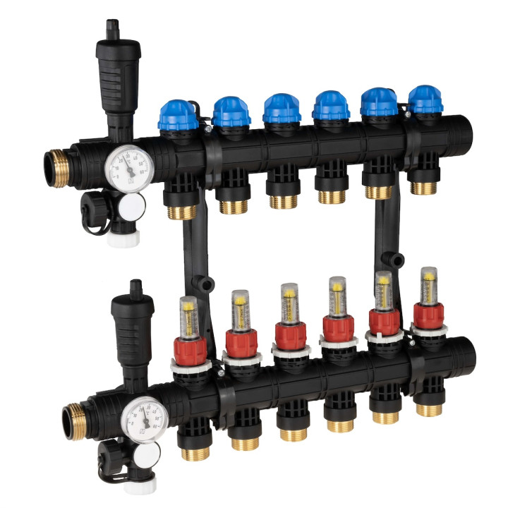 ProCalida EF1 na 6 obiegów grzewczych, rotametry 0,2÷1,6 l/min, G1"
