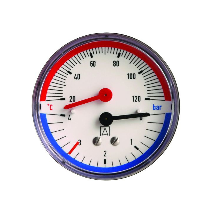 Termomanometr TM 63, fi63 mm, 0÷4 bar, 20÷120°C, G1/4", ax, kl.