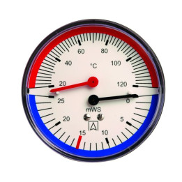 Termohydrometr TH 80, fi80 mm, 0÷10 mH2O, 20÷120°C, G1/4", ax, kl. 2,5