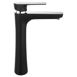 Algeo square bateria umywalkowa nablatowa, czarny / chrom
