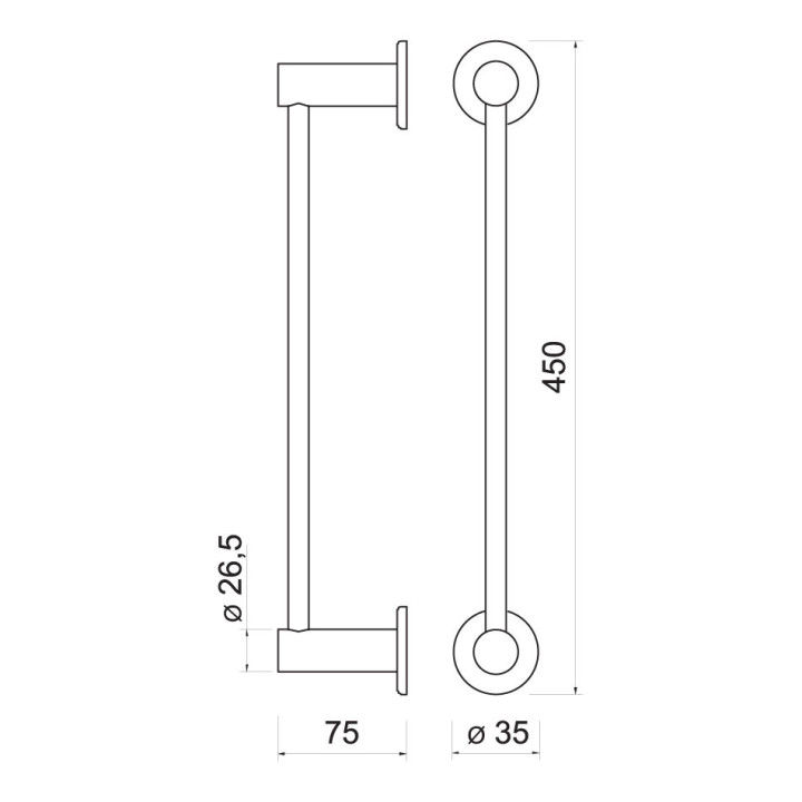 Smile wieszak na ręcznik pojedynczy 450MM, chrom – Ferro