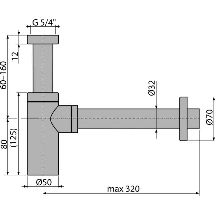 PÓŁSYFON UMYWALKOWY DN32 DESIGN, GOLD-MAT SZCZOTKOWANY