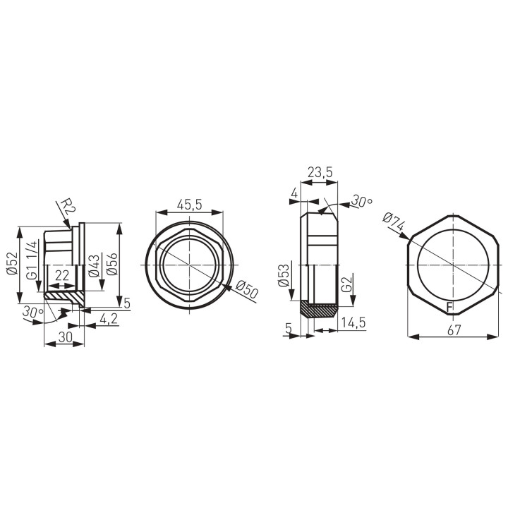 PÓŁŚRUBUNKI DO POMPY 2"X1 1-4" ŻELIWNE KPL. (2SZT)