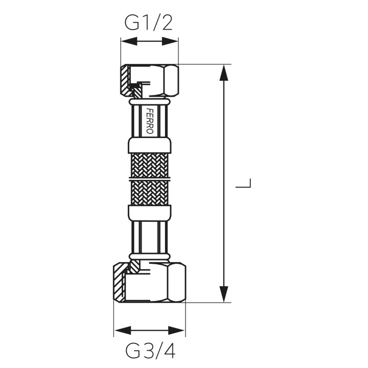 WĄŻ PRZYŁĄCZENIOWY L-60 CM 1-2" X 3-4"