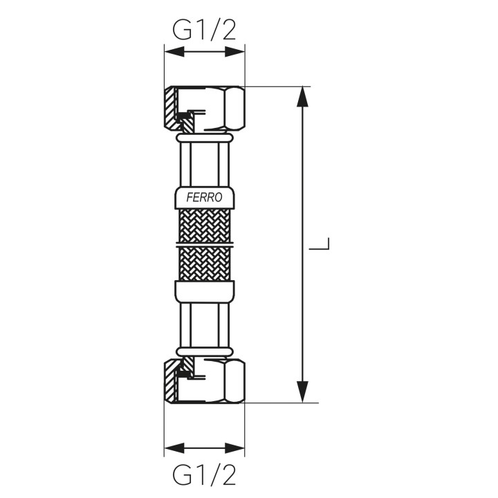 Wąż przyłączeniowy L-45 cm 1-2" z uszczelką – Ferro