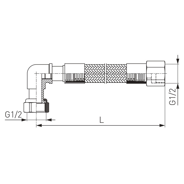 Wąż przyłączeniowy do gazu GW-GW 1-2" kolanko, 1,25 m PVC – Ferro