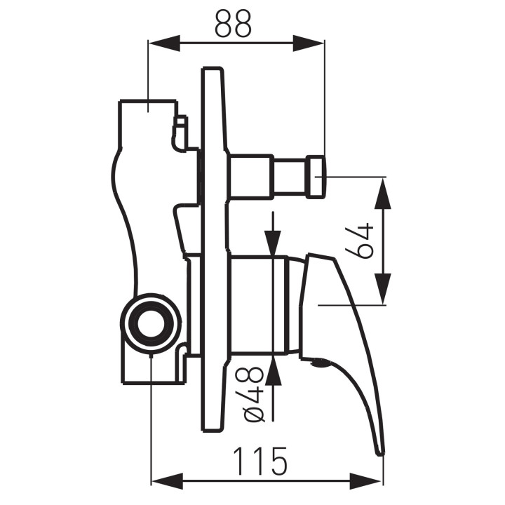 FERRO ONE BATERIA NATRYSKOWA PODTYNKOWA, 2-FUNKCYJNA, CHROM
