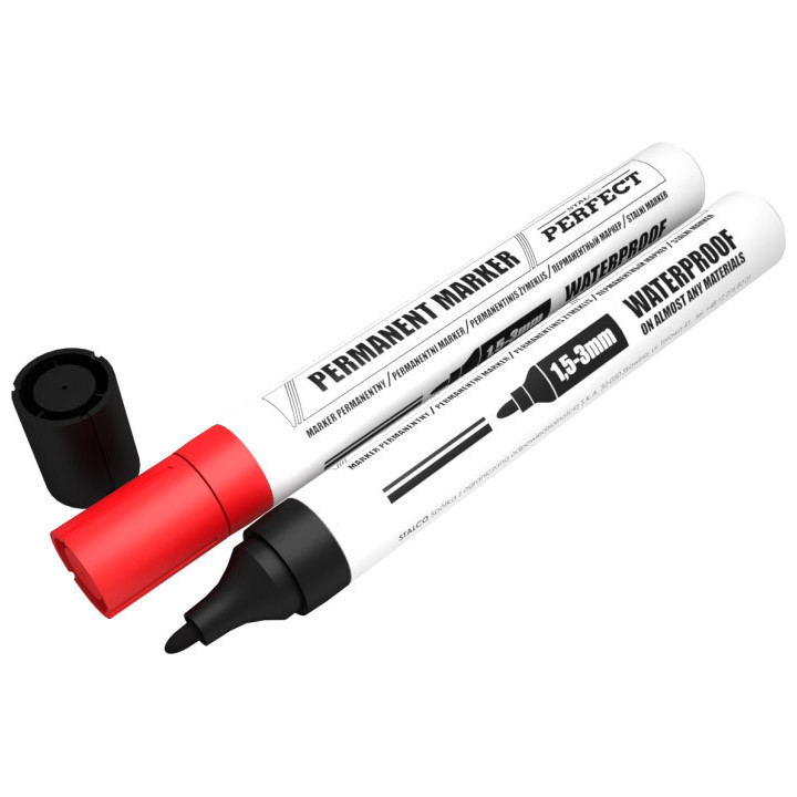 Marker permanentny 1,5-3mm czerwony (10szt.) STALCO PERFECT