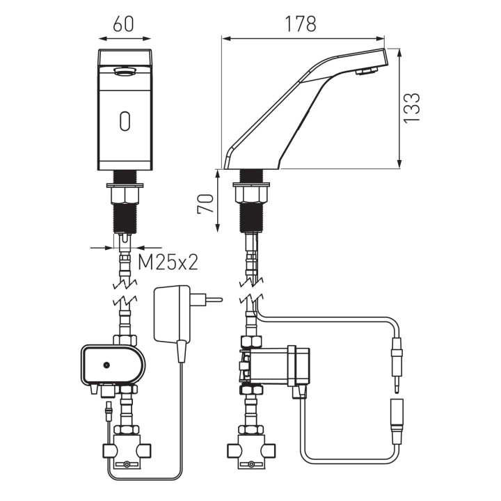 Sirocco sensor pre-mixed power-safe bateria bezdotykowa stojąca