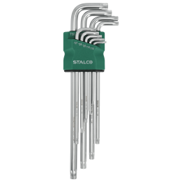 Zestaw kluczy torx z otworem extra długie 9 EL. CRV TT10-TT50