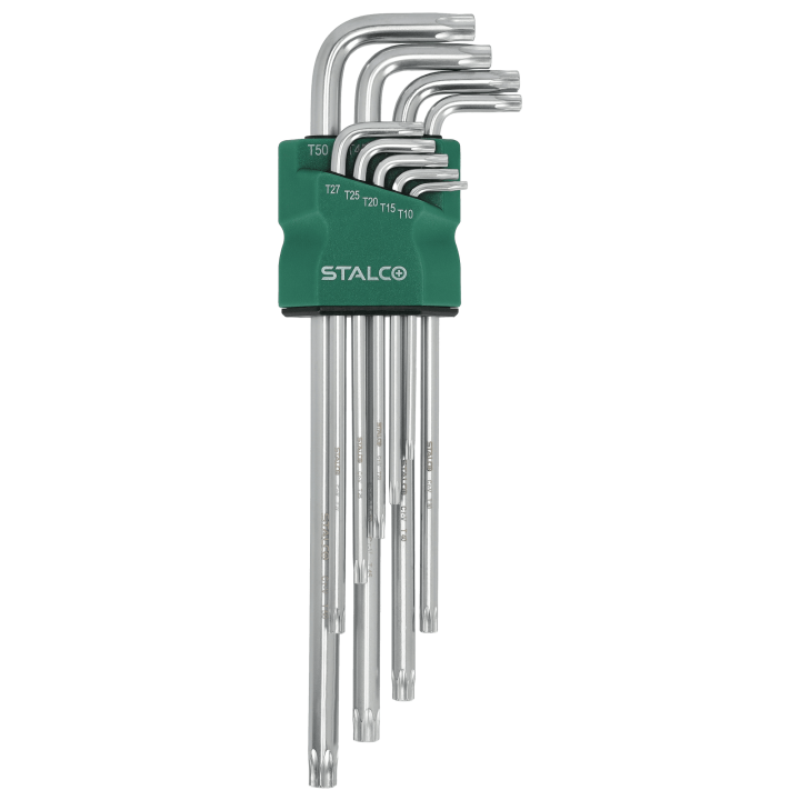 Zestaw kluczy torx z otworem extra długie 9 EL. CRV TT10-TT50