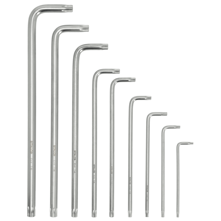 Zestaw kluczy torx z otworem extra długie 9 EL. CRV TT10-TT50