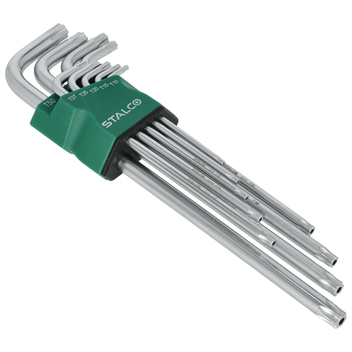Zestaw kluczy torx z otworem extra długie 9 EL. CRV TT10-TT50