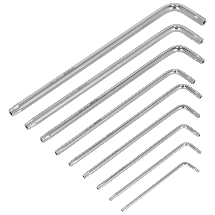 Zestaw kluczy torx z otworem extra długie 9 EL. CRV TT10-TT50