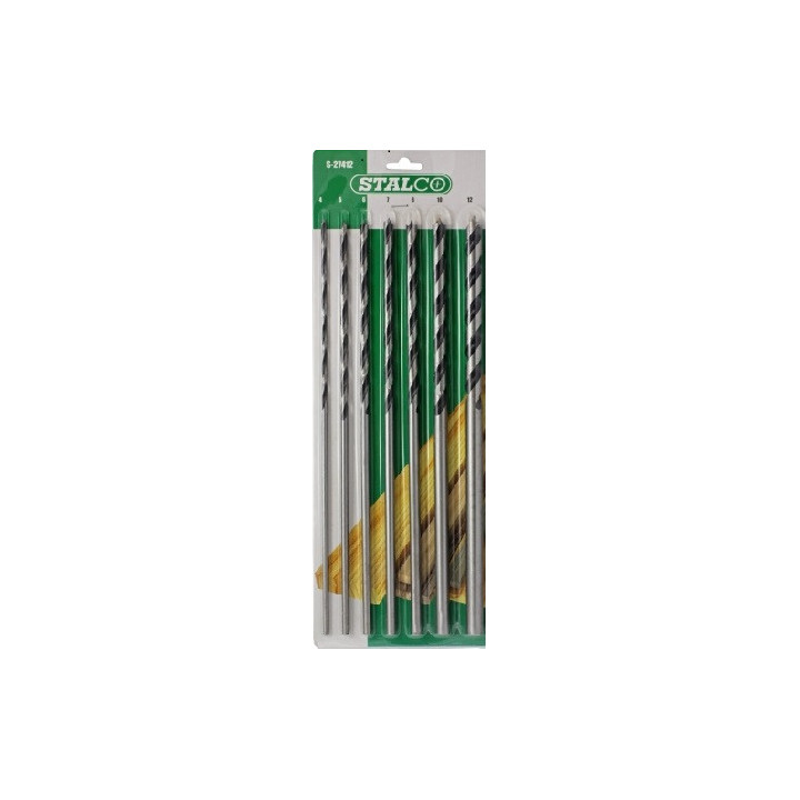 Wiertła do drewna Stalco 4-10 mm 300 mm zestaw 7 szt.. stal