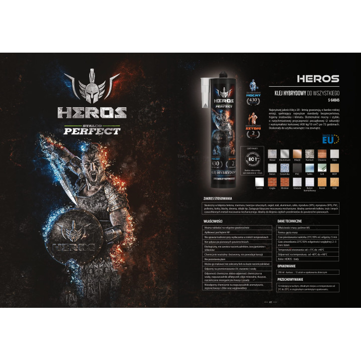 Klej hybrydowy montażowy HEROS STALCO PERFECT biały 290 ml bardzo
