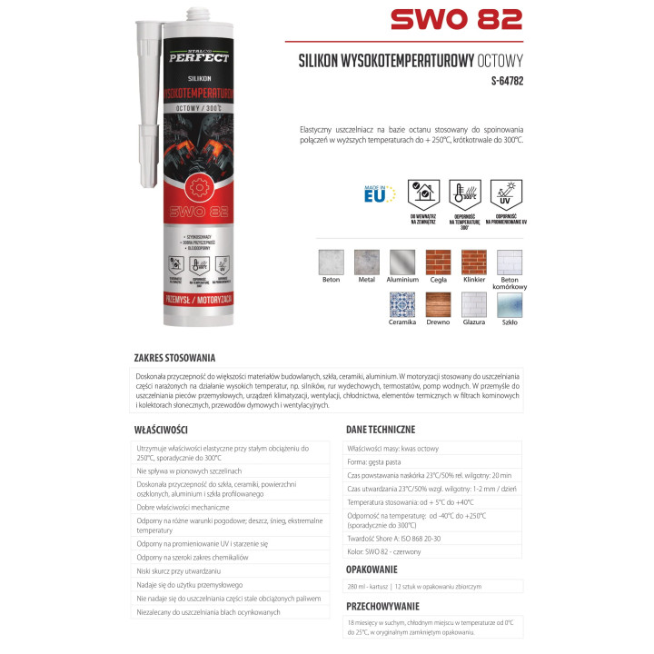 Silikon wysokotemperaturowy 300°C czerwony – Stalco Perfect